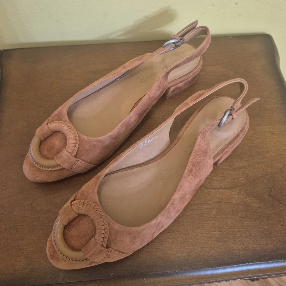 Gentle Souls by Kenneth Cole Athena Slip On Slingback Suede Leather Flats(8)